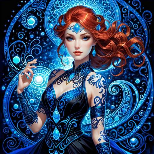 Elegant Woman with Celestial Tattoos