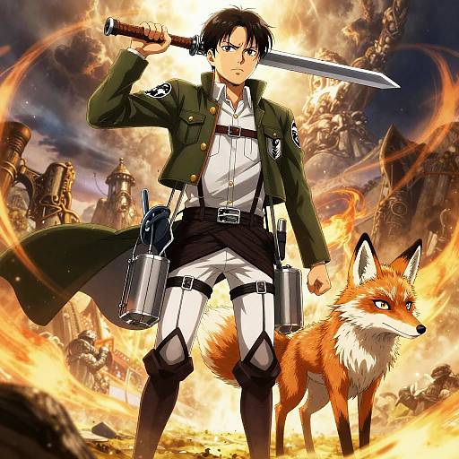 Mystical Fox Titan Dynamic Anime Poster