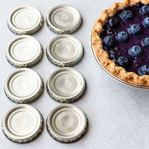 Mason Jar Lids with Blueberry Pies