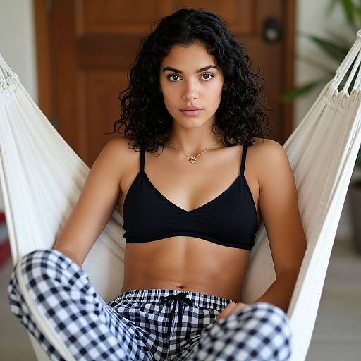 Young Woman Relaxing in Hammock