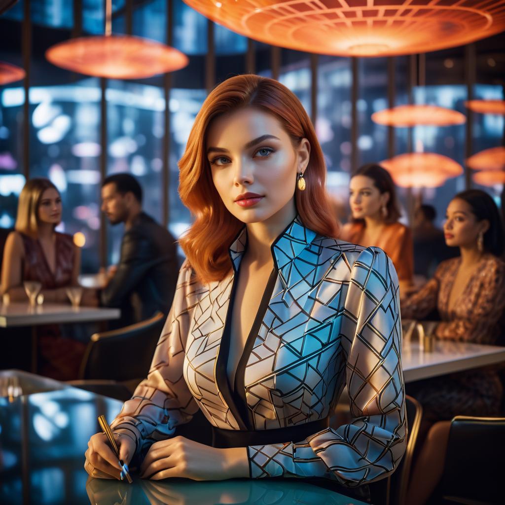 Stylish Woman in Futuristic City Setting