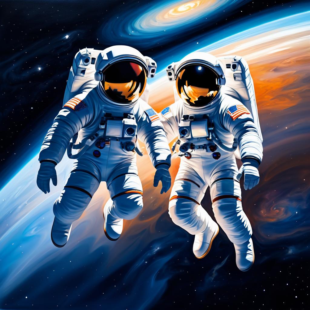 Intimate Astronauts Floating in Space