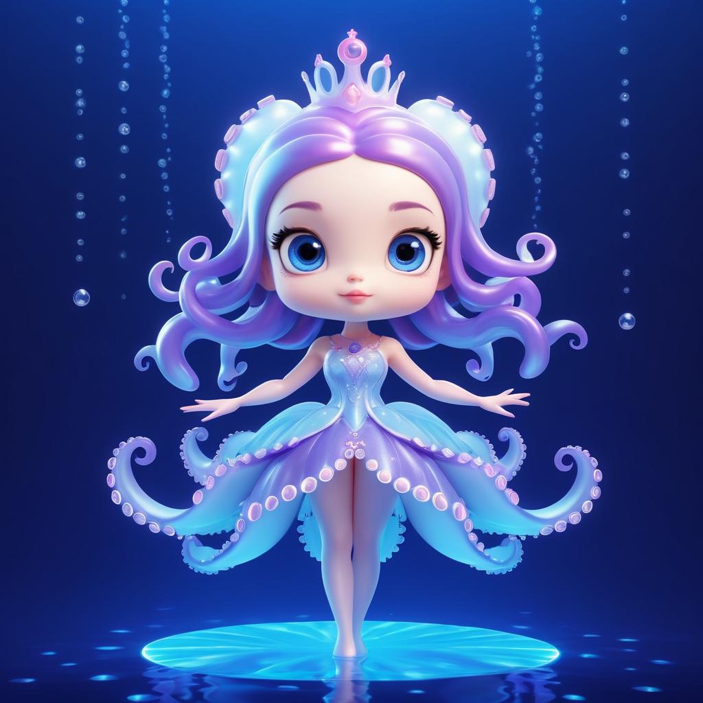 Adorable Cartoon Octopus Princess Artwork