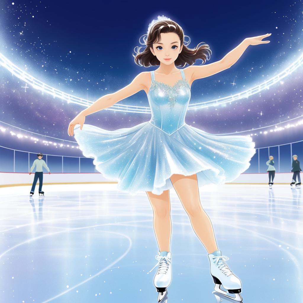 Agile Figure Skater in Nostalgic Anime Style