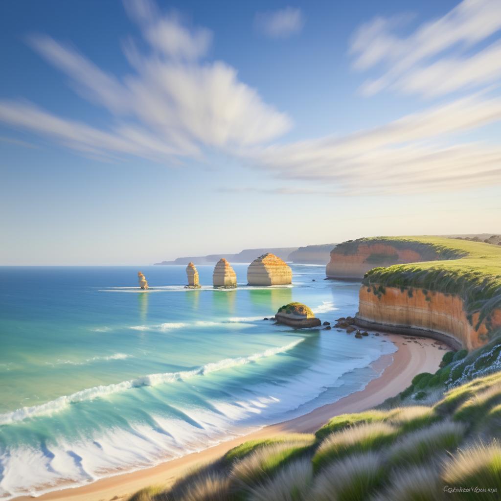 Tranquil Australian Coastline in Monet Style