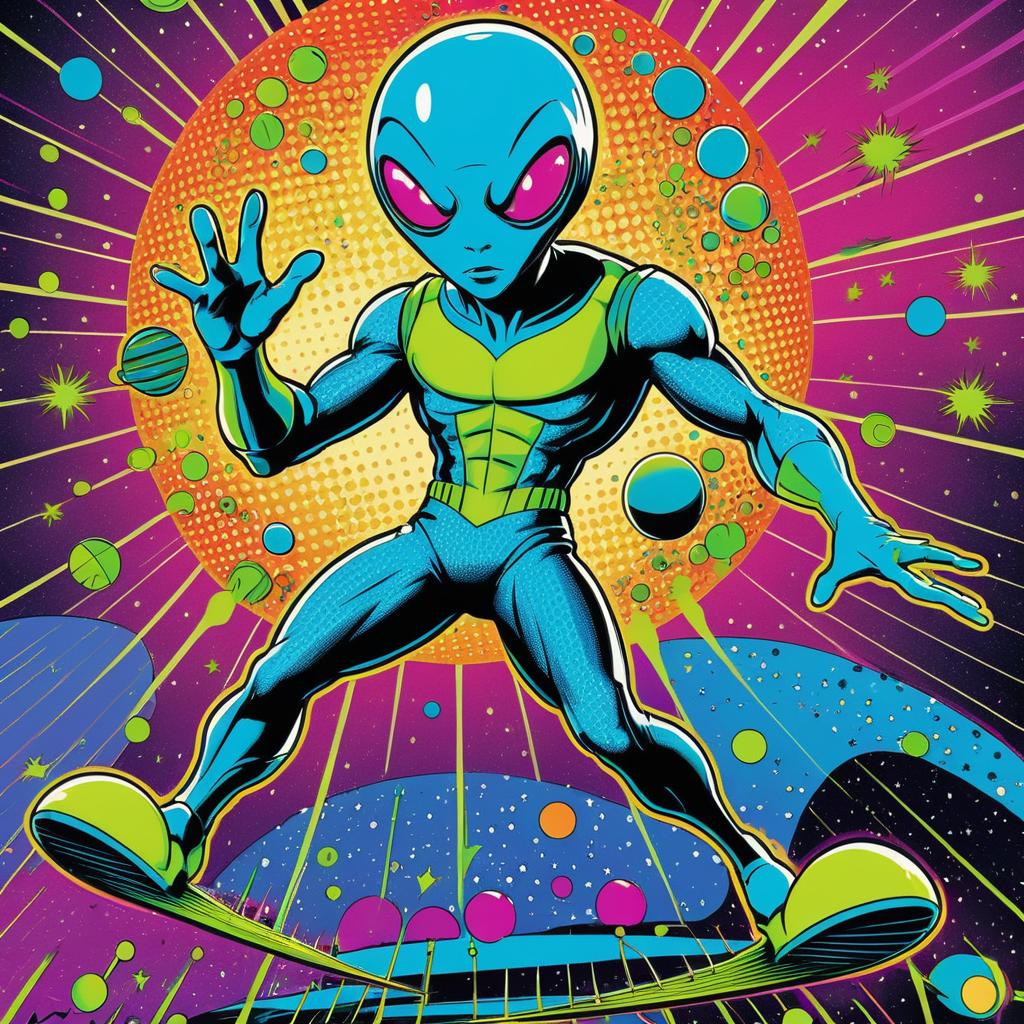 Quirky Alien in Vibrant Comic Style