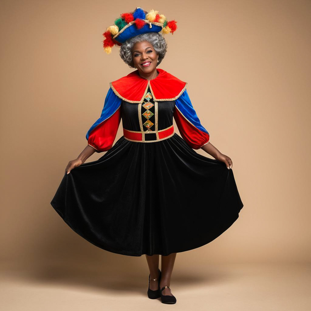 Amused Grandmother in Festive Costume