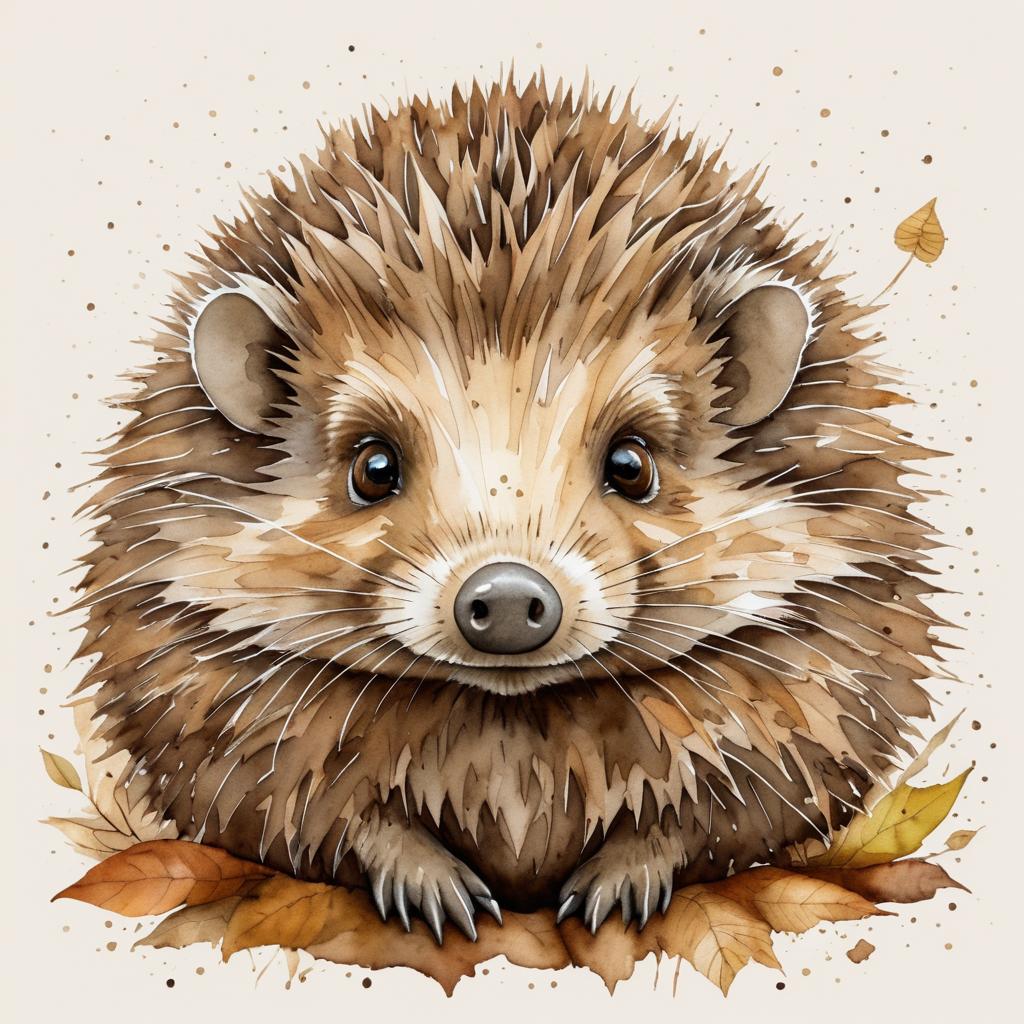 Charming Hedgehog Portrait in Earthy Tones