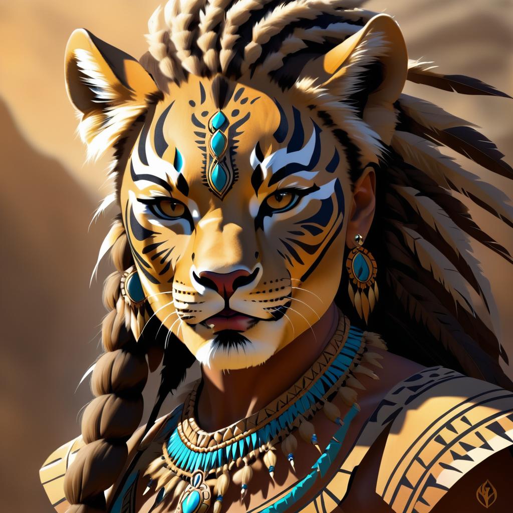 Fierce Lioness with Tribal Elegance