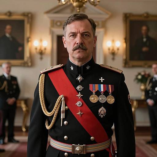 Middle-Aged Man in Formal Military Uniform