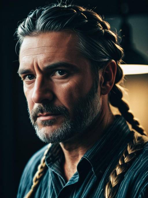 Man with Braided Hairstyle and Beard