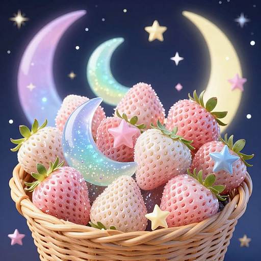 Basket of Crystal Strawberries and Stars