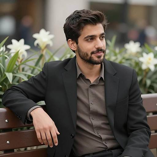 Man in Black Blazer with Green Background