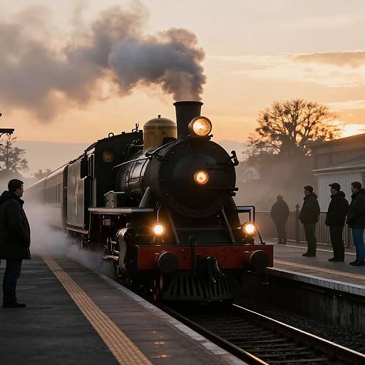 Steam Locomotive at Misty Dusk Station