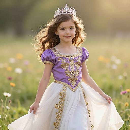 Regal Young Girl in Enchanted Meadow