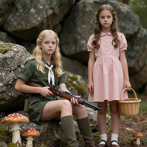 Adventurous Girls in a Mystical Forest