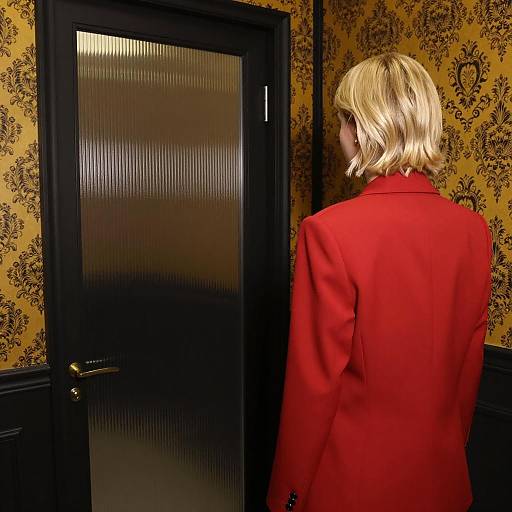 Blonde Woman in Red Blazer Portrait