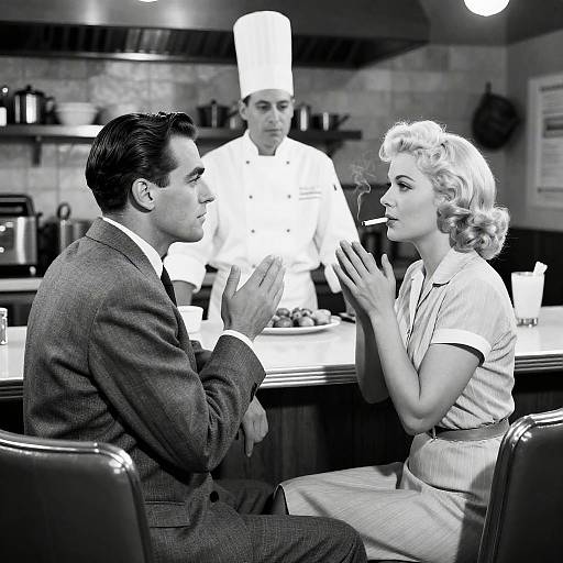 Vintage 1940s Diner Scene in Black-and-White