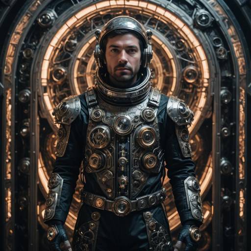 Gothic Retro-Futuristic Space Exploration Scene Gothic Retro-Futuristic Space Exploration Scene