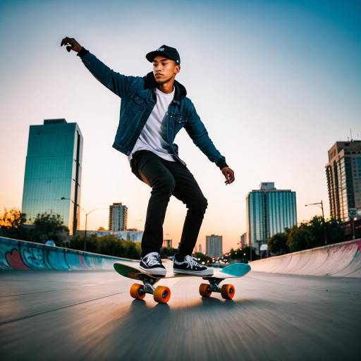 Young Man Skateboarding in Urban Skatepark