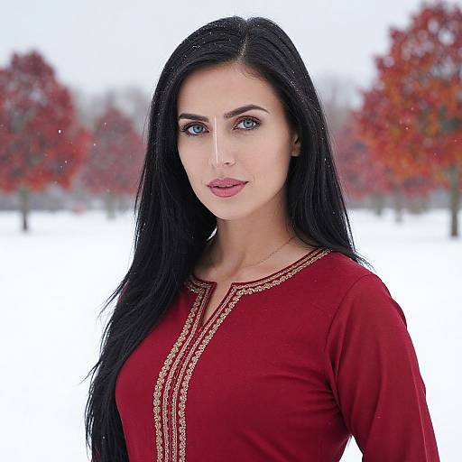 Graceful German Woman in Red Salwar Kameez