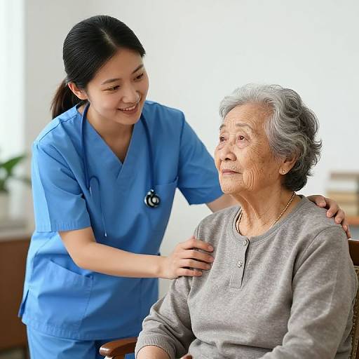 Friendly Senior Caregiver with Elderly