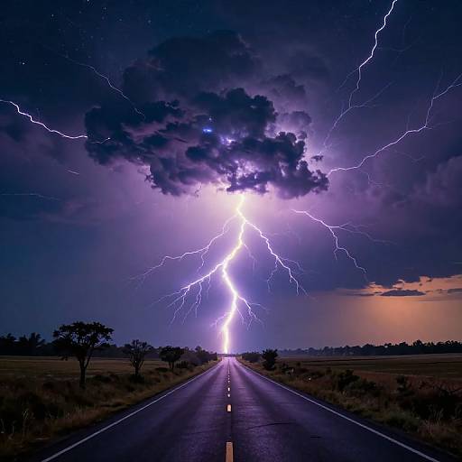 Surreal Lightning Roadscape at Dusk