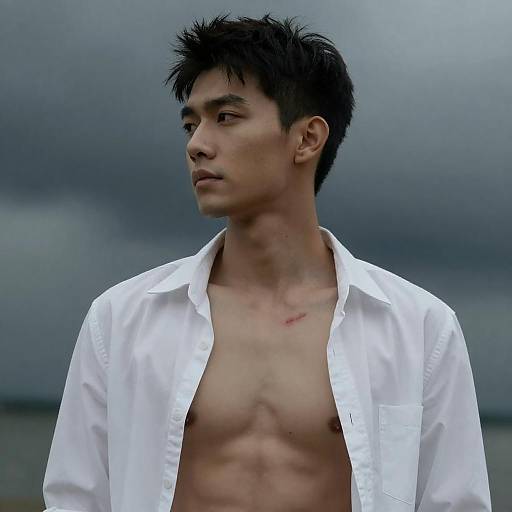 Intense Portrait of Young Asian Man