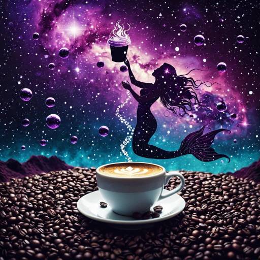 Enchanted Galactic Coffee Mermaid Art
