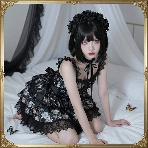 Elegant Young Woman in Floral Elegance