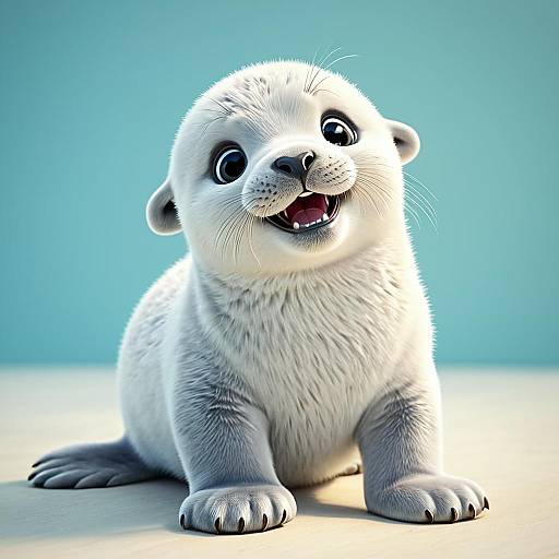 Adorable Cartoon Baby Seal Pup
