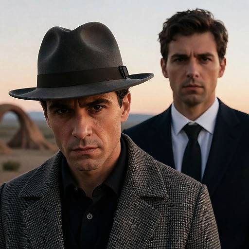 Intense Close-up of Two Men at Sunset