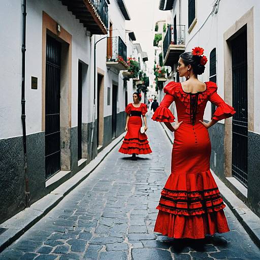 Woman in Traditional Flamenco Dress