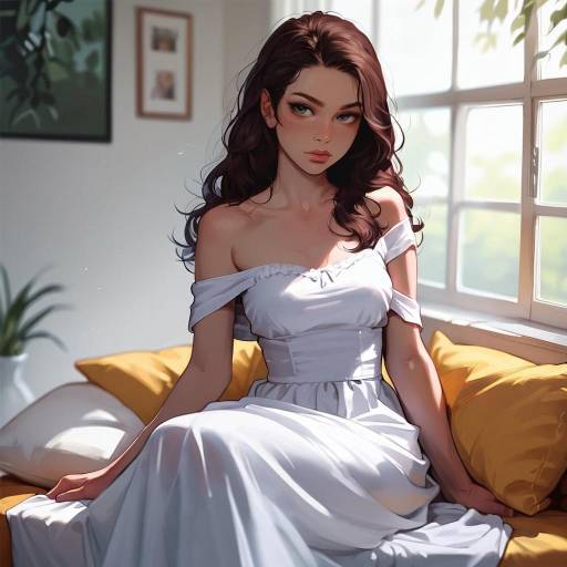 Realistic Portrait of a Solemn Girl