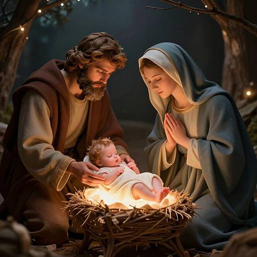 Serene Nativity Scene Illustration