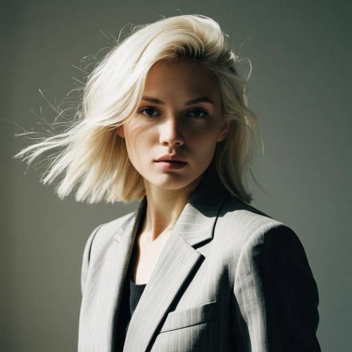 Platinum Blonde Woman in Casual Suit