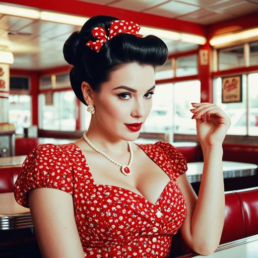 Pin-Up Fashion Model in Classic American Diner