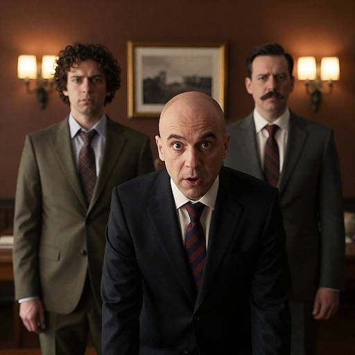 Surprised Bald Man in Dim Room