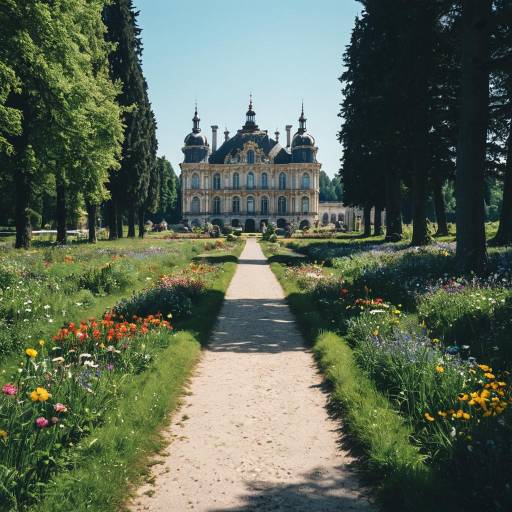 French Rococo Mansion with Garden Path