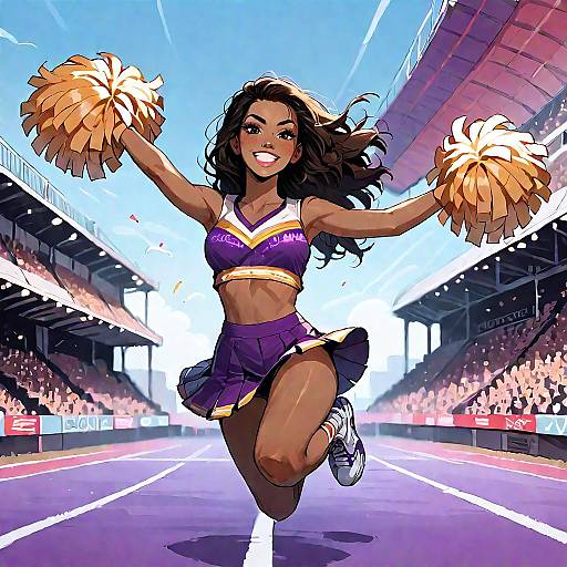 Cheerleader Jumping at Stadium