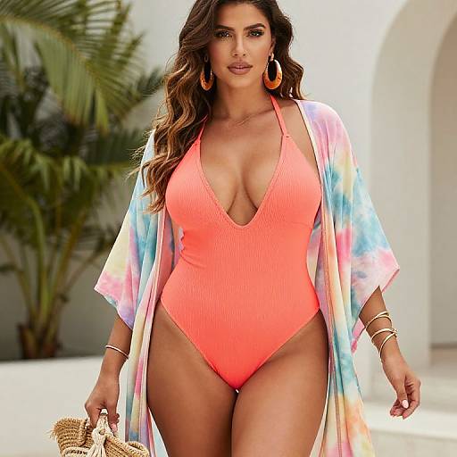 Vibrant Coral Monokini Boho Style