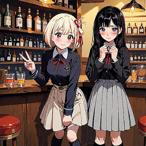 Anime Scene with Two Shy Girls