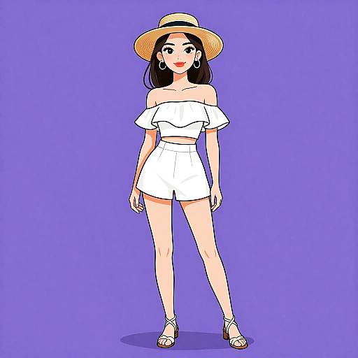 Chic Summer Woman in White Two-Piece