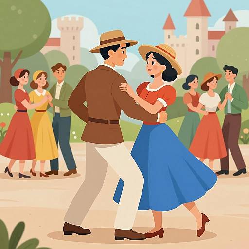 Vibrant Dance Scene with Colorful Characters