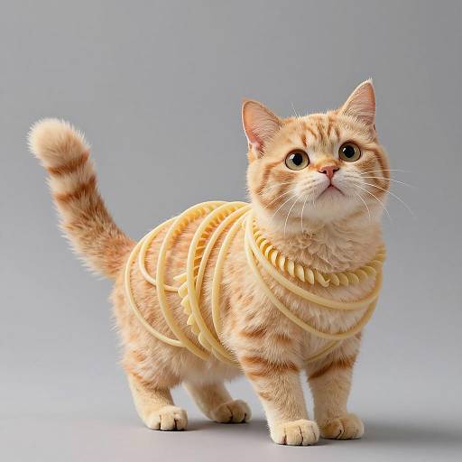 Cat Wrapped in Pasta Noodles
