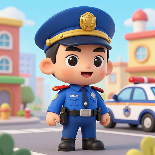 Cheerful Cartoon Policeman Illustration