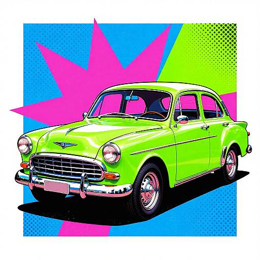 Neon Pop Art Vintage Car