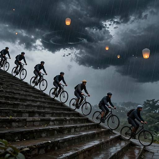 Weather Gods Cycling Through Lantern Staircases