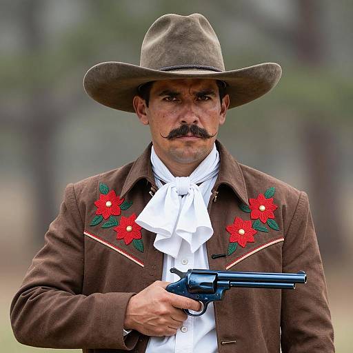 Photorealistic Mexican Gunslinger in Costume
