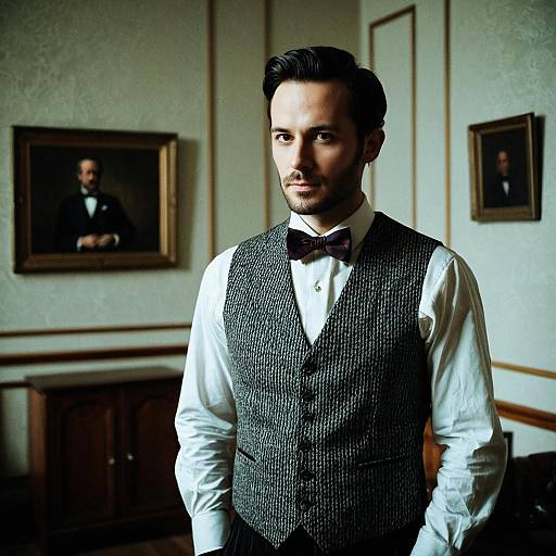 Stylish Man in Waistcoat and Bow Tie